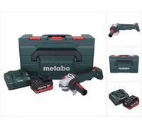 Amoladora angular a batería Metabo WPB 18 LT BL 11-125 Quick de 18 V y 125 mm sin escobillas + 1 batería de 5,5 Ah + cargador + metaBOX