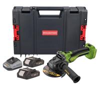 Amoladora angular a batería Procraft PGA22-BB 20 V 125 mm sin escobillas + 2 baterías de 2,0 Ah + cargador + maletín para herramientas RHINO