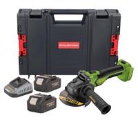Amoladora angular a batería Procraft PGA22-BB 20 V 125 mm sin escobillas + 2 baterías de 4,0 Ah + cargador + maletín para herramientas RHINO