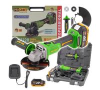 Amoladora angular a batería Procraft PWA220 20 V 125 mm sin escobillas + 1 batería de 4,0 Ah + cargador + maletín