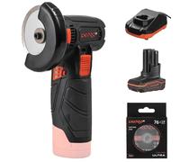 Amoladora Angular Dnipro-M CG-12BC Ultra 12V, con Batería 4Ah y 5 Discos | Velocidad de hasta 18.500 rpm │ Incluye 5 discos de corte Ultra de 76 mm │ Batería BP-125 4Ah y cargador FC-124