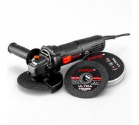 Amoladora Angular Dnipro-M GS-100S 850W 125mm, con 10 Discos Incluidos | Motor de 850W con hasta 11.000 rpm │ 6 velocidades ajustables para cada material │ Peso de 2,25 kg, cable de 3 metros