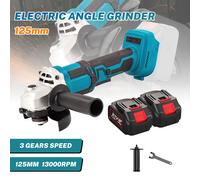 Amoladora Angular Eléctrica Inalámbrica de 21V y 125MM, 3 Velocidades, Herramienta Eléctrica para Cortar Madera con 2 Baterías with 2 battery Type B