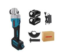 Amoladora angular eléctrica, motor sin escobillas, recargable, 2 baterías, enchufe europeo
