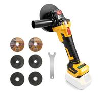 Amoladora Angular Inalámbrica 125 mm para Dewalt 20V (sin batería) | 600W, Amoladora eléctrica sin escobillas, 4 velocidades, 6 discos y mango auxiliar