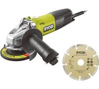 Amoladora angular RYOBI RAG800-125SD1, 800 W, 125 mm, 12000 rpm, con disco de diamante y funda