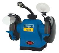 Amoladora de banco SCHEPPACH BG200, 550 W, con discos de grano 30 y 60, y protector contra salpicaduras