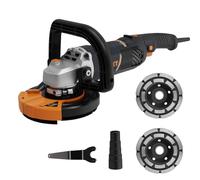 Amoladora de Hormigón Professional, MAXXT 1500W Lijadora de Hormigón Ajuste 7 Velocidades 1000-8500 RPM, 20V Fresadora de Hormigón sin Escobillas para Amolar(con 2 discos abrasivos Ø 125mm)