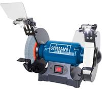 Amoladora doble Scheppach SM200AL | Potencia de 500W | Protector ajustable | Disco de lijado de 200 mm de diámetro | Disco de desbaste y disco de acabado