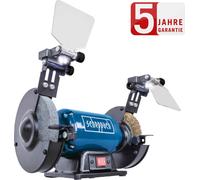 Amoladora Scheppach SM150LB | 400W | Disco de lijado de 150mm de diámetro | Protector ajustable | LED | Incluye disco de desbaste/disco de cepillo