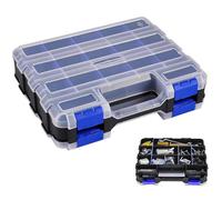 AMONENZ Organizador de Tornillos con 34 Compartimentos, Doble Cara Caja Organizadora Tornillos, Portátil Caja Clasificadora de Herramientas, con Tapa Transparente, para Talleres, Salas Herramientas
