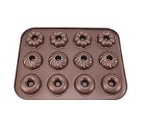 AMONIDA Bandeja para Hornear Donuts Antiadherente de 12 Cavidades con Diseño Texturizado para Hornear en Horno Acero Al Carbono 13,8 X 10,4 Pulgadas (Escribe un)