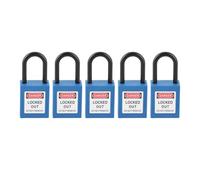 AMONIDA Candado de Seguridad de Nailon, 5 Juegos de Cerraduras de Bloqueo y Etiquetado para Uso Industrial, Aislamiento de 38 Mm para Plantas de Energía y Fábricas (BLUE)