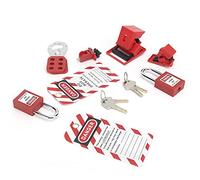 AMONIDA Kit de Bloqueo y Etiquetado, Herramientas de Seguridad Portátiles Multifuncionales para Profesionales de Mantenimiento, Juego de 8 Piezas de Acero y Nailon