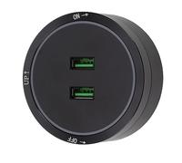 AMONIDA Toma de Corriente con Pista de Alimentación, Toma Eléctrica USB Duradera para el Hogar, Aparador de Cocina, Gabinete Negro, 2 Puertos