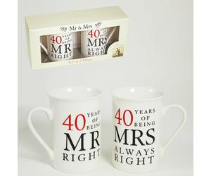Amore Aniversario 40 Años Being Mr Derecho Mrs Always Right Taza Juego