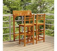 Amorsee Set Muebles de Bar de Jardín 3 Piezas, Mesa y Sillas de Bar, Mesa y Sillas Alta Jardín Terraza, Set Mesa Alta de Bar y 2 Taburetes, Mesas Altas y Taburetes Barra de Bar Exterior Jardin