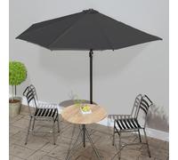 Amorsee Sombrilla Parasol de Jardín Semicircular con Manivela para Exterior Terraza Patio Piscina Gris Antracita 300 x 155 x 223 cm