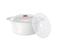 Amortiguador de microondas para dispositivos para cocinar y calentar, con tapa y mango antideslizante antiquemaduras, para horno, albóndigas, brócoli, pasta