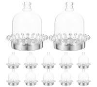 Amosfun 12 Miniplatos para Tartas con Tapa, Soporte para Postres con Cubierta de Cúpula, Caja de Dulces Transparente Pequeña para Bodas, Cumpleaños, Baby Showers Y Fiestas.