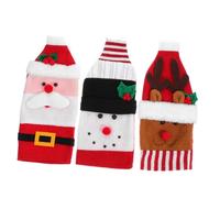 Amosfun 3 Piezas Juego de Botellas navideñas Bolsa de Botella de Vino Decoraciones navideñas Decorativas de Vino Decorativas Fibra de poliacrilonitrilo