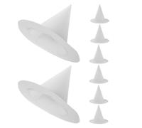 Amosfun 8 Sombreros de Bruja de Papel Blanco, Gorros de Fiesta DIY para Pintar, Tamaño Infantil, 8 Pcs, Decoración de Halloween y Juegos de Rol Adultos