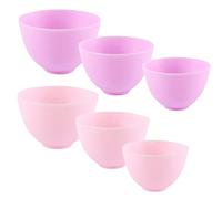 Amosfun Set de 6 Cuencos de Silicona Anticaída para Mascarillas Faciales Diy, Suaves y Resistentes para Mezclar Ingredientes en Color Rosa