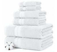 Amrapur Modern Threads Juego de 6 Toallas superabsorbentes y de Secado rápido, 600 g/m², Suaves y afelpadas, de algodón, Color Blanco