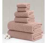 Amrapur Overseas Juego de 6 Toallas Jacquard con diseño de Rombos teñidos, Color Rosa