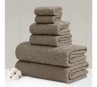 Amrapur Overseas Juego de 6 Toallas Jacquard de Hilo teñido Diamond Gate Color Gris Pardo