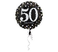 Amscan-3213101 Globos de papel de aluminio estándar para 50 cumpleaños S40, 1 unidad, color negro, marrón, blanco (3213101) , color/modelo surtido