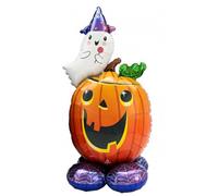 Amscan Globo de aluminio 4242011 Calabaza y fantasma 130 cm – Rellenable con helio o aire Halloween