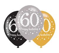 Amscan 9900741 Globos de Latex Edad 60, 27.5 cm, Pack da 6