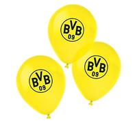 amscan 9908533 - Globos BVB, 6 Unidades, tamaño 27,5 cm/11", Borussia Dortmund, de látex, decoración, fútbol, Fiesta, cumpleaños, Color Negro y Amarillo
