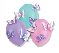 amscan 9909727 - Globos de látex con Apliques de Papel, 3 Unidades, Mariposas, Globos, decoración, cumpleaños Infantiles, Fiesta temática
