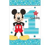 amscan Bolsa de plástico para botín, diseño de Mickey de Disney para ser uno, regalo de fiesta, 8 quilates, color blanco