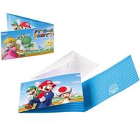 AMSCAN EUROPE GMBH Juego de 8 invitaciones y sobres Super Mario Bros para cumpleaños infantil o fiesta temática, tarjetas de invitación para niños Luigi Toad