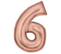 Amscan Globo de papel de aluminio N34 con número 6, 86 cm, color oro rosa