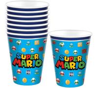 Amscan Vasos multicolor de Super Mario Brothers (9 onzas), paquete de 8, vasos temáticos duraderos y reutilizables, perfectos para fiestas infantiles