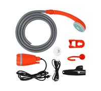 AMSLSIU Fácil montaje y operación ducha portátil higiene de Camping ABS bomba de ducha campamento portátil con batería recargable, naranja negro