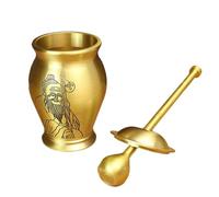 AMSLSIU Juego de mortero y maja pequeño, práctico utensilio de cobre con un bonito acabado, diseñado para machacar ajo y jengibre de forma eficiente. Juego