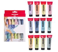 Amsterdam Set de pintura acrílica 12 x 20ml Colores pastel suaves - Alta fuerza de coloración, viscosidad constante, embalaje ecológico - Para artistas, aficionados, estudiantes