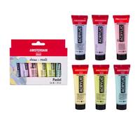 Amsterdam Set de Pinturas Acrílicas Pastel Serie Estándar, 6 x 20 ml, Acabado Satinado, Base Acuosa, Sin Olor, Empaque Sostenible y Ecológico
