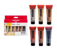 Amsterdam Standard Series Set de Pintura Acrílica | Set Metálico (6 x 20 ml) | 6 Colores Metálicos Brillantes | Efecto Especial