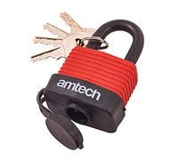 Amtech T0745 - Candado impermeable (40 mm), color rojo y negro