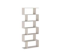 amuéblate online - Estantería Alta Salón Asimétrica, Libreria, Separador Ambientes, Modelo Alaska, Color Beige, Medidas: 80 cm (Ancho) x 191 cm (Altura) x 25 cm (Fondo)