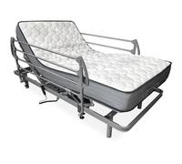 amuéblate online - Pack Cama Eléctrica Articulada Reforzada Ergotop de 5 Planos con Colchón Viscoelástico Dorsaltec + Juego Barandillas INOX, 90 x 190 cm
