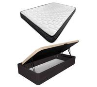 amuéblate Online - Pack Colchón Fit Reversible + Canapé Abatible Gran Capacidad con Apertura Lateral | Color Wengué 90 x 190