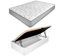 amuéblate Online - Pack Colchón Viscoelástico Carla + Canapé Abatible Gran Capacidad con Apertura Lateral | Color Blanco 105 x 190