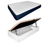 amuéblate Online - Pack Colchón Viscoelástico Naran + Canapé Abatible Gran Capacidad con Apertura Lateral | Color Blanco 105 x 190